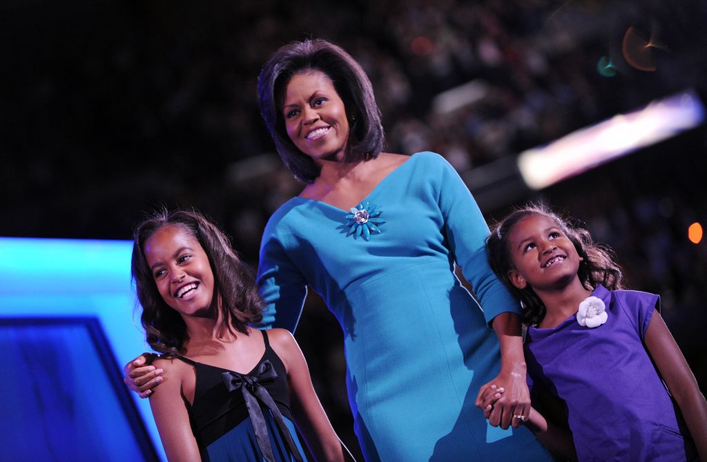 Michelle Obama with her daughters Malia and Sasha