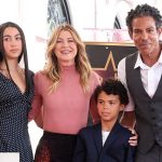 HOLLYWOOD, CALIFORNIA - APRIL 29: (L-R) Stella Luna Ivery, Ellen Pompeo, Eli Ivery and Chris Ivery attend the ceremony honoring Ellen Pompeo with a Star on the Hollywood Walk of Fame on April 29, 2025 in Hollywood, California. (Photo by Amy Sussman/Getty Images)
