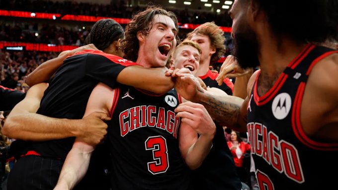 Josh Giddey stunned the Lakers with a halfcourt buzzer-beater. Michael Reaves/Getty Images