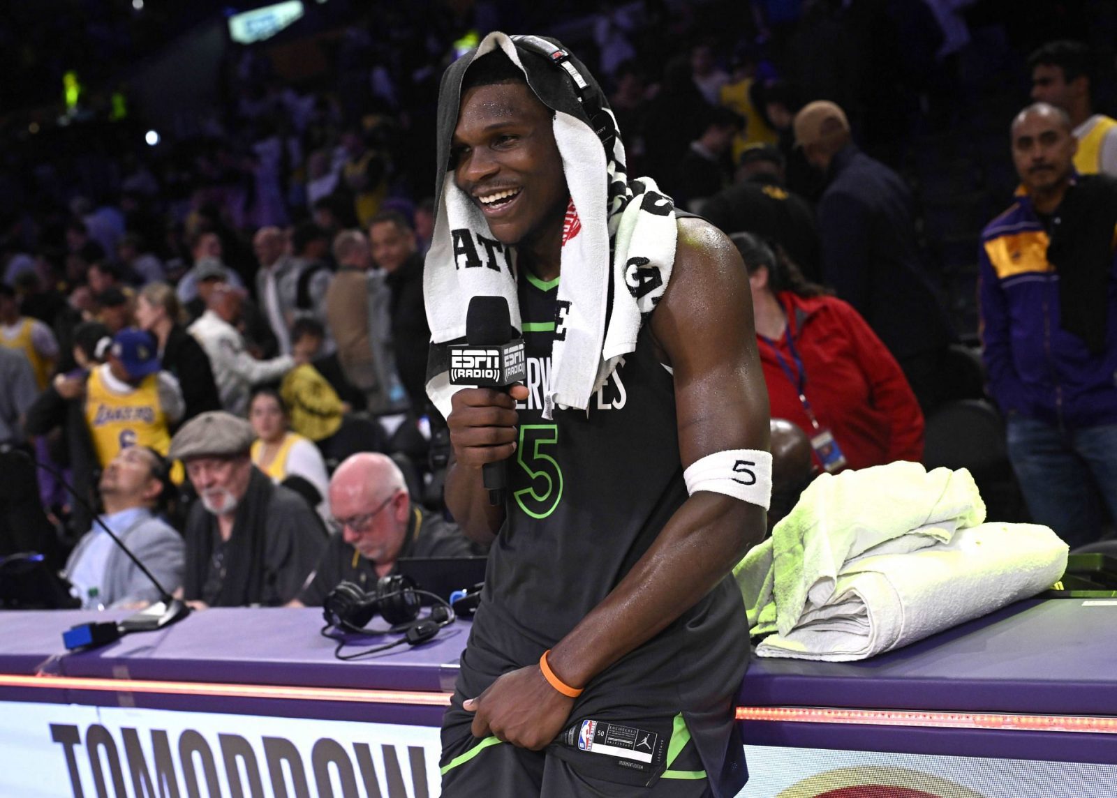 Minnesota Timberwolves defeated the Los Angeles Lakers 103-96 to win game 5 of a first round NBA playoff basketball game. - Source: Getty