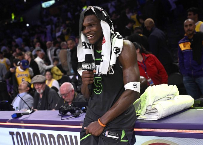 Minnesota Timberwolves defeated the Los Angeles Lakers 103-96 to win game 5 of a first round NBA playoff basketball game. - Source: Getty