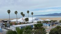 The tent is set by the beach ahead of the Film Independent Spirit Awards 39th annual ceremony in Santa Monica, California, February 25, 2024.