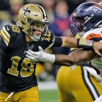 Saints debut 2025 white alternate helmet with gold accents for 'Color Rush' uniforms