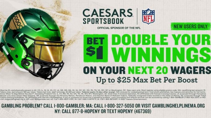 Caesars Sportsbook reveals 2025 NFL promo code CBS20X: Get 20 100% profit boosts for football season