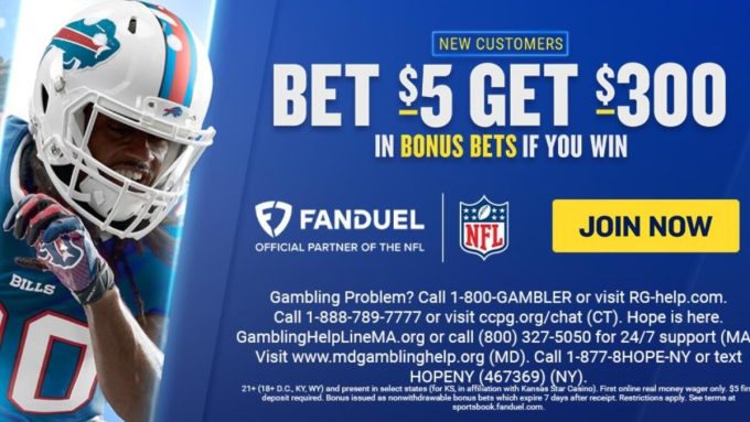 FanDuel shares 2025 NFL promo: Bet $5, get $300 in bonus bets if your first bet wins