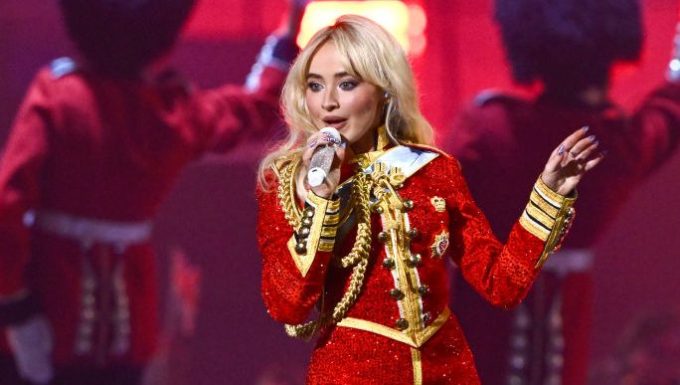 LONDON, ENGLAND - MARCH 01: (EDITORIAL USE ONLY) Sabrina Carpenter performs on stage during The BRIT Awards 2025 at The O2 Arena on March 01, 2025 in London, England. (Photo by Gareth Cattermole/Getty Images)