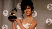 American singer Selena (born Selena Quintanilla-Perez, 1971 - 1995) poses with her award for Best Mexican/American Album at the 36th Annual Grammy Awards at Radio City Music Hall, New York, New York, March 1, 1994. (Photo by Arlene Richie/Getty Images)