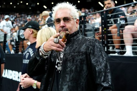 LAS VEGAS, NEVADA - SEPTEMBER 22: TV personality Guy Fieri is seen during a game between the Carolina Panthers and the Las Vegas Raiders at Allegiant Stadium on September 22, 2024 in Las Vegas, Nevada. (Photo by Louis Grasse/Getty Images)