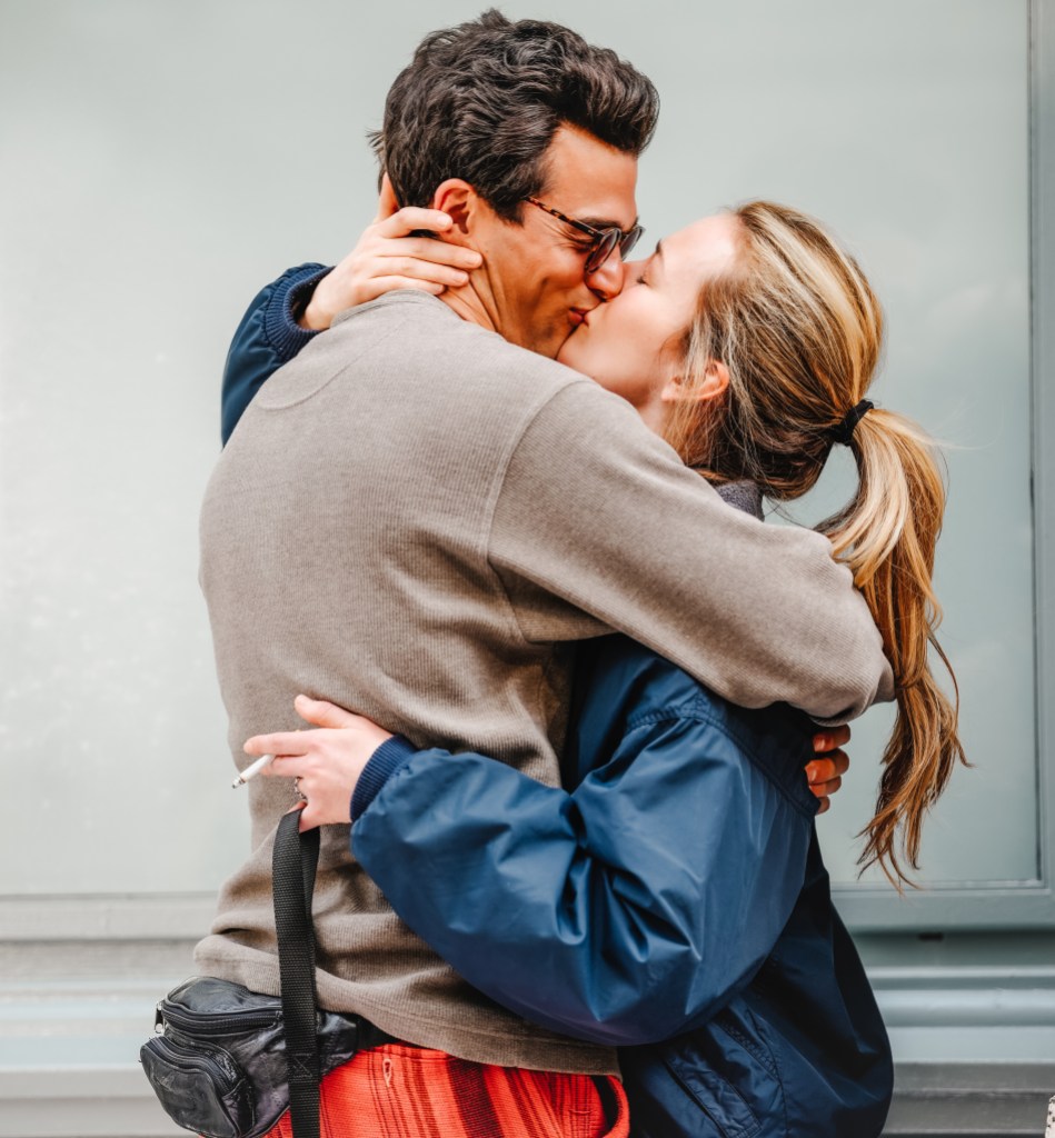 Paul Anthony Kelly and Sarah Pidgeon are seen on the set of "American Love Story" on August 29, 2025 in New York City. (Photo by XNY/Star Max/GC Images)
